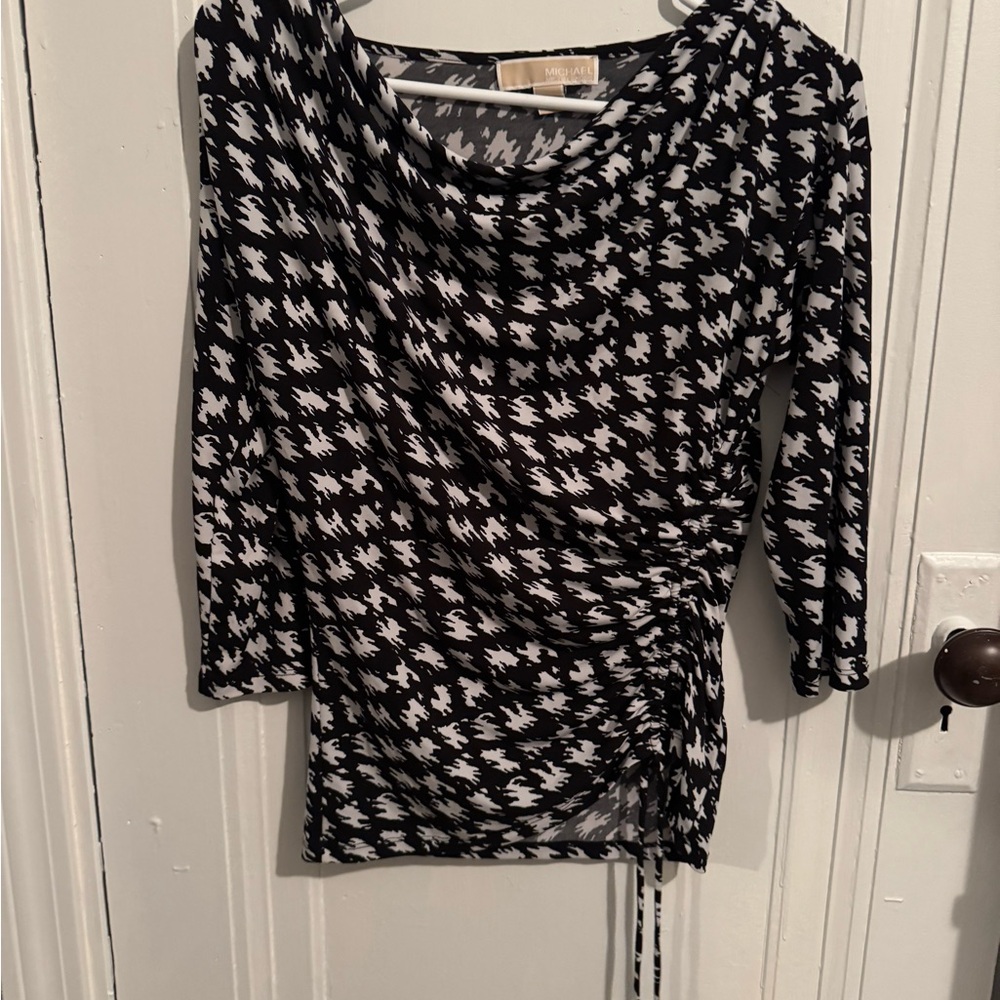 Michael Kors Black and White Patterned Blouse